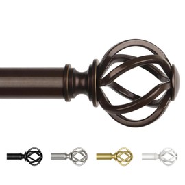 Black Curtain Rods for Windows 72 to 144 Inch, USFOOK 7/8 Inch Heavy Duty Long Curtain Rod, Telescoping Splicing Drapery Rods with Twisted Cage Finials