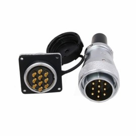 HangTon WS28 10 Pin Aviation Circular Power Electrical Connector Male Cable Plug + Female Panel Socket Dustproof Heavy Duty Industrial Metal Corrosion Resistance 25A 500V