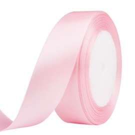 25 Yard Wired Satin Ribbon Roll, 1 Inch Fabric Ribbon for Craft Bows Rose Bouquet, Holiday Gift Wrapping, Party Decoration (Pink)