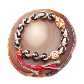 Fukugems Feng Shui Bracelets, Good Luck Beads Bracelets, Tibetan Agate Prayer Bracelets for Women, Men, Thoughtful Gifts for Mum, Girlfriends, Sisters, Stone