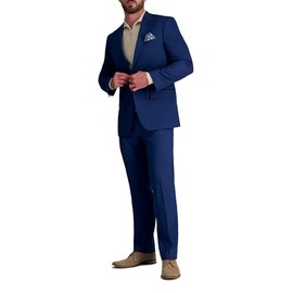 J.M. Haggar Men's Classic Fit Sharkskin Suit Seperates Jacket, Blue-Pant