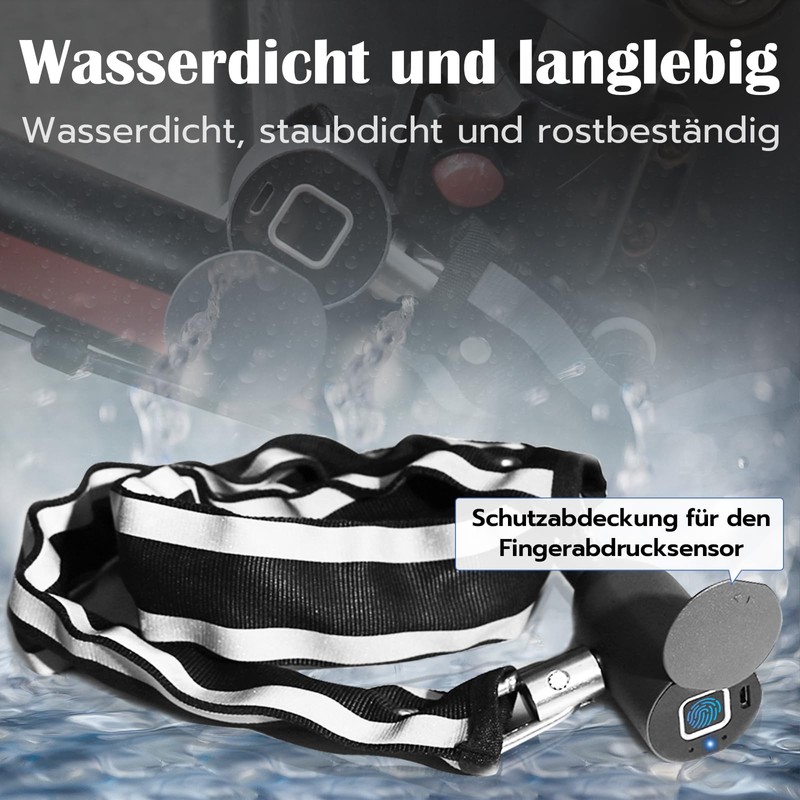 Anweller Bicycle Lock Fingerprint, High Security Anti-Theft Bicycle Chain Lock