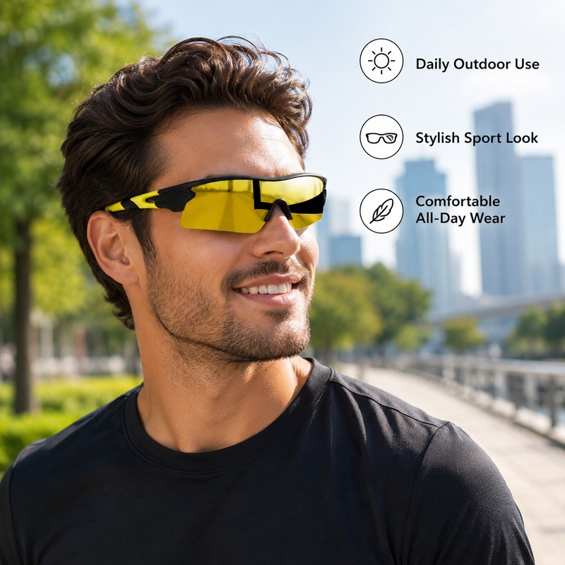 UV400 Polarized Sports Sunglasses for Cycling – Lightweight Wraparound Eyewear