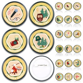 18 Pcs Camp Bachelorette Decorations Merit Badge Set, Camping Bachelorette Party Favors Pins for Bckpacks DIY Costume, Outdoor Theme Badge Pins for Bride Shower Engagement Wedding Bachelor Party