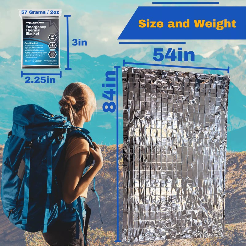 Frontline 4 Pack Emergency Mylar Blankets Thermal Rescue Blanket Survival