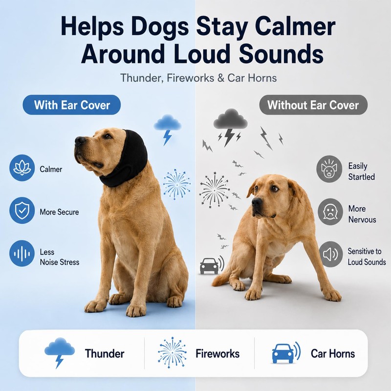 yrenoer Dog Calming Hood for Noise Reduction, Long Ear Dog