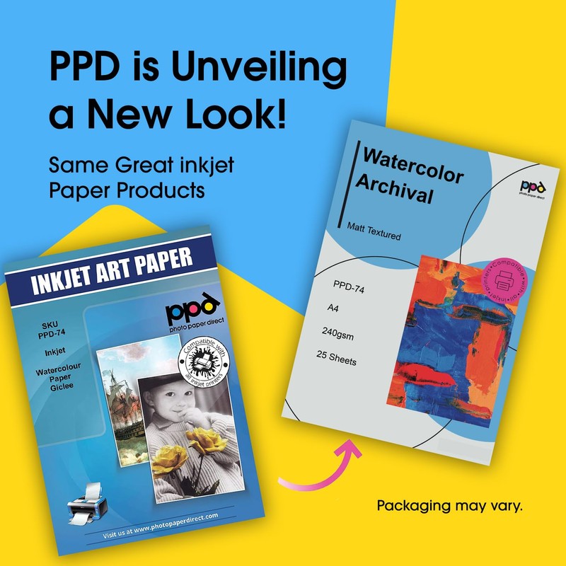 PPD 25 Sheets A4 Inkjet Fine Art Watercolour Giclee Archival