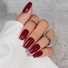 KQueenest Dark Red Press On Nails Long Square - Acrylic