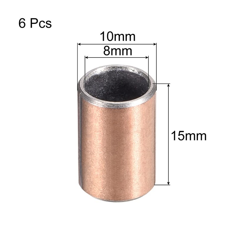 sourcing map Sleeve Bearing 8 mm Bore x 10 mm