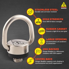 Danger Buddies Camera Carabiner Clip D-Ring - Easily Attach a Carabiner to your Camera with this 1/4-20 Tripod Mount D-Ring (4-Pack)