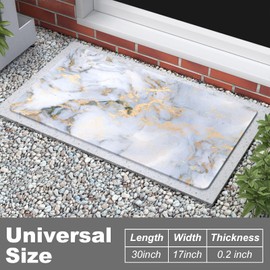 Rnivvi Front Door Mat, 30"x17" Marble Style Indoor Outdoor Welcome Mat, Heavy Duty Low Profile Anti-Slip Entryway Rug for Home Entrance, Floor, Patio Entry & Mud Room, Decor Doormat Gray White Marble