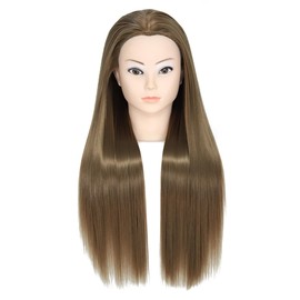Training Head, 26-28" 100% Synthetic Fiber Long Hair Hairdressing Cosmetology Mannequin Manikin Dolls Head for Stying Practicing with Free Clamp Braiding Set