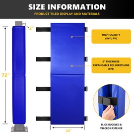 6FT Tall Basketball Pole Pad, 6x6 Square Adjustable Height Basketball Hoop Pole Pad Blue