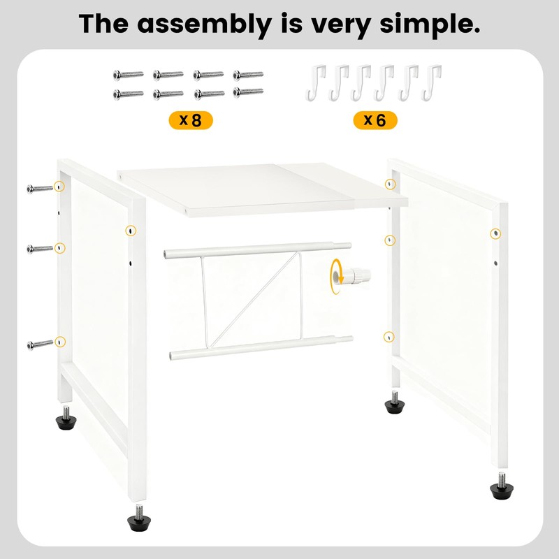 Kaixin Rabbit Extensible Microwave Oven Stand, Adjustable Metal Storage Shelf,