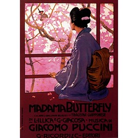 Theater Show Opera Madama Butterfly Japan Music by Giacono Puccini Italy Italia 12" X 16" Image Size Vintage Poster Repro