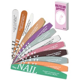 Nail File and Buffer Set, 12 Count Nail Files & Nail Buffer Blocks for Natural Nails, Emery Boards for Nails, Nail Files for Acrylic and Gel Nails