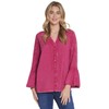 Tru Luxe Jeans Women's Button Front Top with Sleeve Smocking