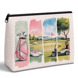 KAIOUS Golf Gifts for Women — Gifts for Women Golfers, Preppy Golf Makeup Bag Cosmetic Bag Makeup Zipper Pouch