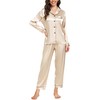 Vlazom Pyjamas for Women, Soft Satin Long Sleeve Pjs Set