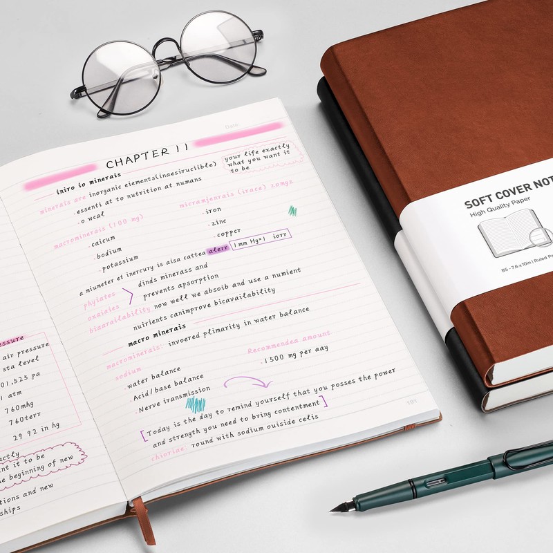 RETTACY Notebook B5 Lined, Thick Diary with 320 Numbered Pages,