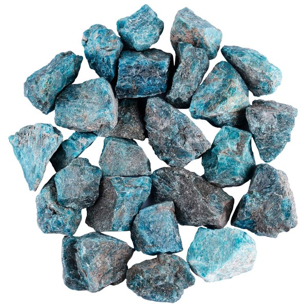 mookaitedecor 1 lb Bulk Natural Blue Apatite Raw Crystals Rough Stones for Tumbling,Cabbing,Polishing,Wire Wrapping,Wicca & Reiki Crystal Healing
