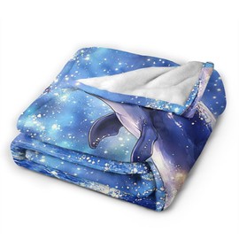 Manta de delfín azul con delfín, suave, acogedora, cálida, mullida, de forro polar, ligera, de felpa, con animales del océano, decoración de regalos para hombre, mujer, niño, niña, sofá, ropa de cama
