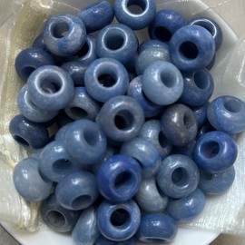Bacatgem 15 Pcs Natural Blue Aventurine Large HoleLoose Stone Rondelle Beads Crystals and Healing Stones,6mm DIY-Jewelry Makings