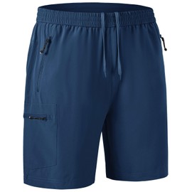 Rdruko - Pantalones cortos de senderismo de secado rápido para hombre, ligeros, para correr, gimnasio, al aire última intervensión, con bolsillos con cierre, 02 Azul real, XX-Large