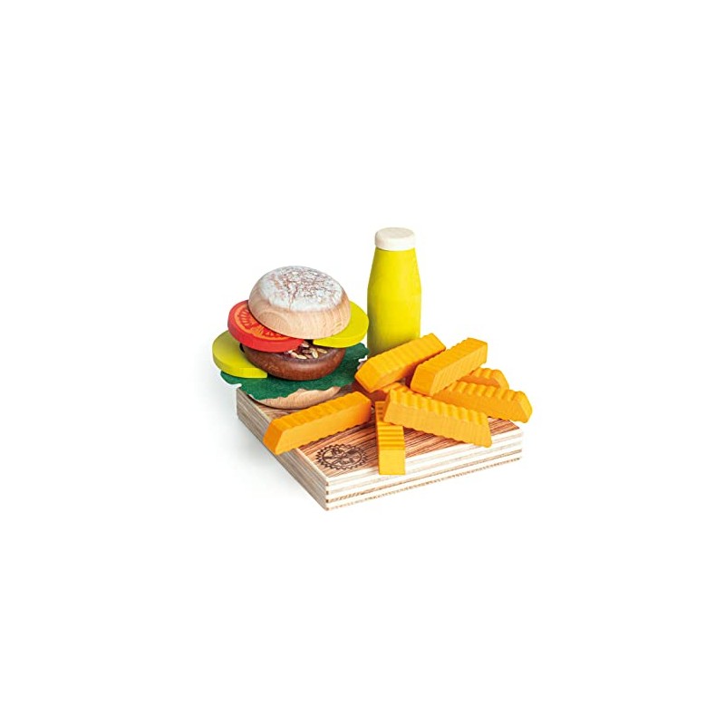 Erzi 28139 Assorted Wooden Veggieburgers, Shop Items for Children, Role