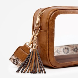 Unilily Clear Bag for Stadium Events, Clear Purse Stadium Approved Crossbody Bag for Concerts Sports Festivals Events Women, Brown-b, Classic