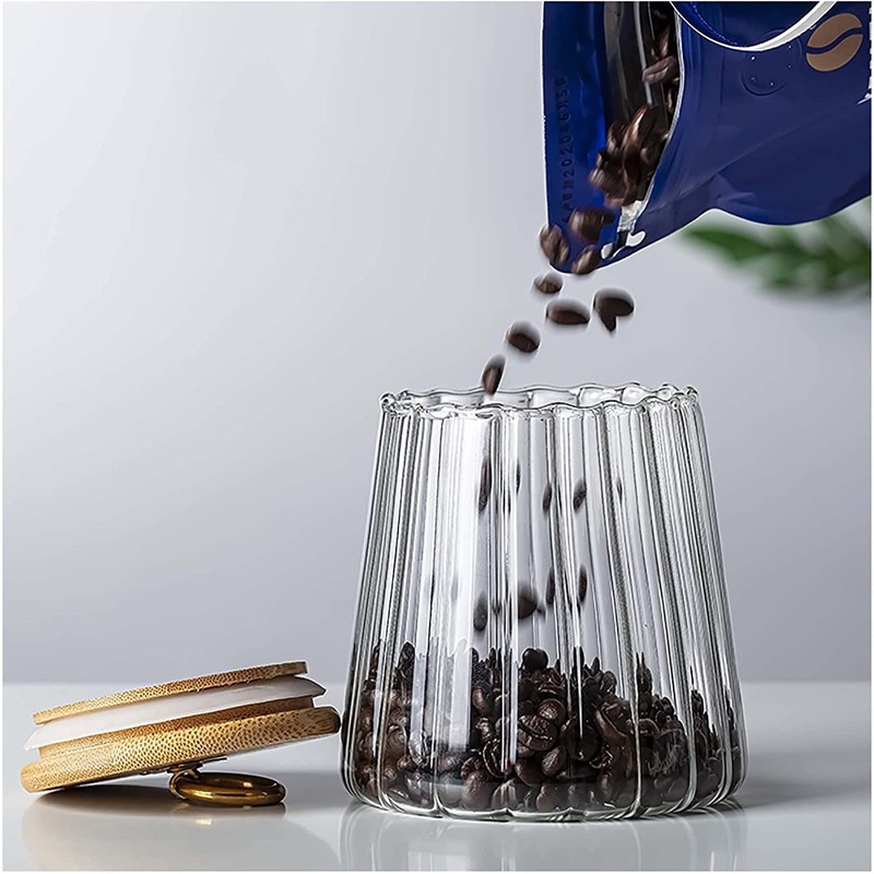 ANSQU Glass Jars Coffee Nuts Canister Airtight Storage Jar Petal