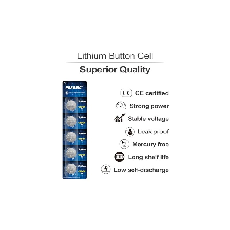 PGSONIC CR2430 3V Lithium Battery (5pcs)
