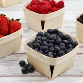 Bright Creations 10 Pack 1-Pint Wooden Berry Baskets for Picking Fruit, Arts and Crafts, Decor, 4 Inch Square Vented Wood Berry Containers