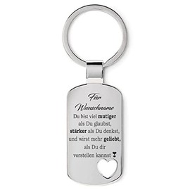 Lieblingsmensch Keyring with Filigree Laser Engraving Model: For (Desired Name) - Heart / Optionally You Can Personalise the Back with Your Desired Text, Motif with desired text
