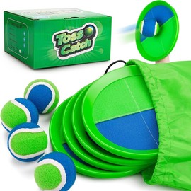 Toss and Catch Ball Set 4 Pack for ,  and Adults - Classic  Toys Outdoor Indoor - Sturdy & Water-Resistant, Great for Beach, Pool and Backyard - Ideal Gift for  (Blue-Green) - Color: Blue, Size: 6 Paddles 6 Balls