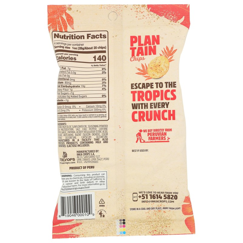 Inka Crops Chile Picante Plantain Chips (Pack of 1)