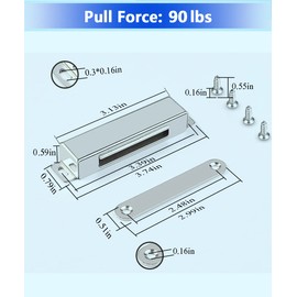 WOOCH Door Magnetic Catch - 90lb High Magnetic Stainless Steel Heavy Duty Catch for Kitchen Bathroom Cupboard Wardrobe Closet Closures Cabinet Door Drawer Latch (3.7 in White, 9-Pack)