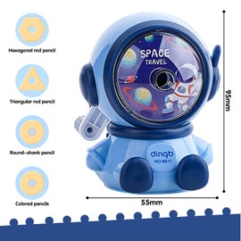 Detontek Astronaut Pencil Sharpener for Kids, Adjustable Pencil Sharpener with Hand Crank Handle for Kids Office Classroom (Blue)