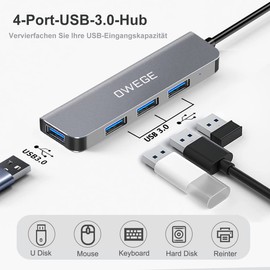 USB C Hub, USB C Adapter USB C Docking Station, USB-C Hub 4-Port USB 3.0, Suitable for MacBook, Mac Pro/Mini, iMac, Surface Pro, XPS, Notebook PC and More Type C Devices Laptop, Space Grey