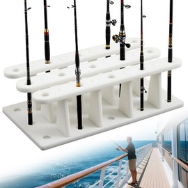 Silipull Marine Board Material Fishing Rod Holder Rack Dock Holder Boat Rod Storage Racks for Fishing Poles Garage Heavy Duty Outdoor Boat Dock Storage(28 x 14.5 x 8 Inches,15 Rods)
