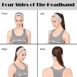 Folora 6Pcs Stretchy Elastic Solid Headbands, Cotton Sports Hairband for Women Girls, Suitable for Yoga, Pilates, Running, Cycling