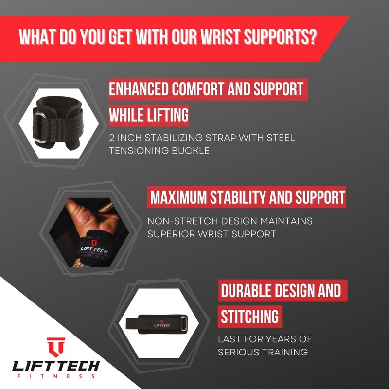 Lift Tech Neo Wrist Supports, Black, One Size