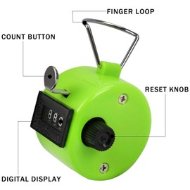 4-digit counter, hand counter, mesh counter, metal counter, clicker counter, hand counter clicker, row counter for person counters, coaching, knitting, people, golf, orange and green