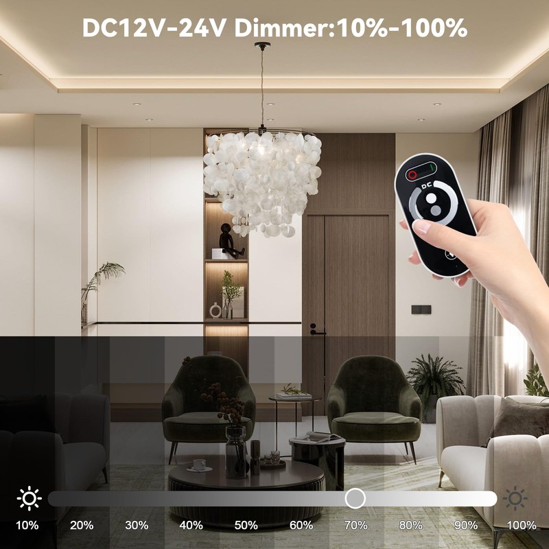 Sorfia Dimmer Switch, DC 12V-24V 18A PWM LED Light Strip