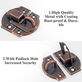 Waziaqoc 4Pcs Antique Toggle Hasp Latch, Small Iron Duckbilled Latch Retro Style Decorative Hasp Latch Hardware for Wooden Box Cabinet Chest Jewelry Box, Copper