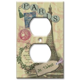Art Plates - Outlet Cover Decorative Metal Wall Plate - Paris Je T'aime - (Made in USA)