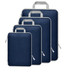 Packing Cubes for Travel, 4pcs a Set Compression Packing Cubes Travel bags Organisers Expandable Storage Travel Accessories Luggage Suitcases-DarkBlue
