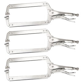 Hiceeden 3 Pcs 18 Inch Deep C Clamp with Swivel Pads, Heavy Duty Welding Clamps Welding Pliers, Adjustable Locking Pliers for Woodworking, Electrician Maintenance, Welding