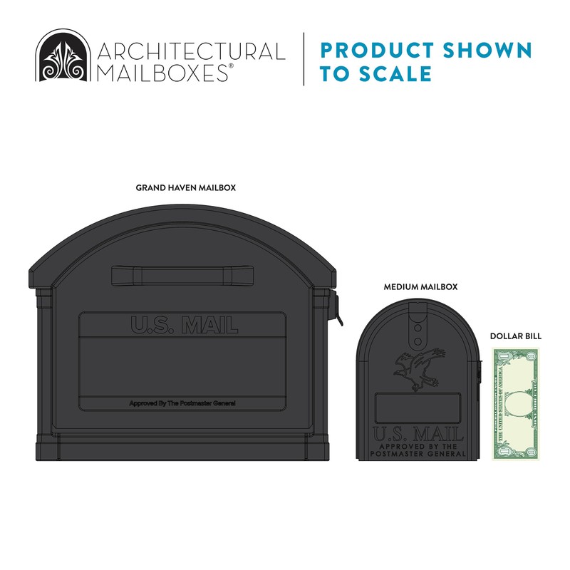 ARCHITECTURAL MAILBOXES Grand Haven Plastic, Mailbox and Post Kit, Black