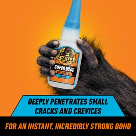 Gorilla Ultimate Super Glue, Clear Glue, 15 Grams (Pack of 1) - Fast-Setting Cyanoacrylate for Quick Fixes & Repairs with Anti-Clog Cap